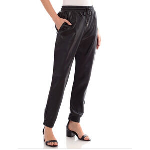 Bagatelle Women Small Jogger Pants Vegan Leather Drawstring Waist Black